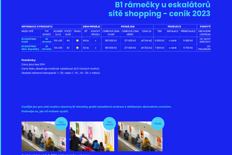 B1 rámečky u eskalátorů shopping